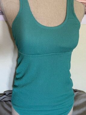 Ingrid & Isabel Teal Ribbed Scoop Neck Bathing Suit